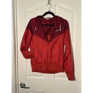 Nike Women’s Medium Red Hooded Windbreaker Jacket Full Zip Athletic